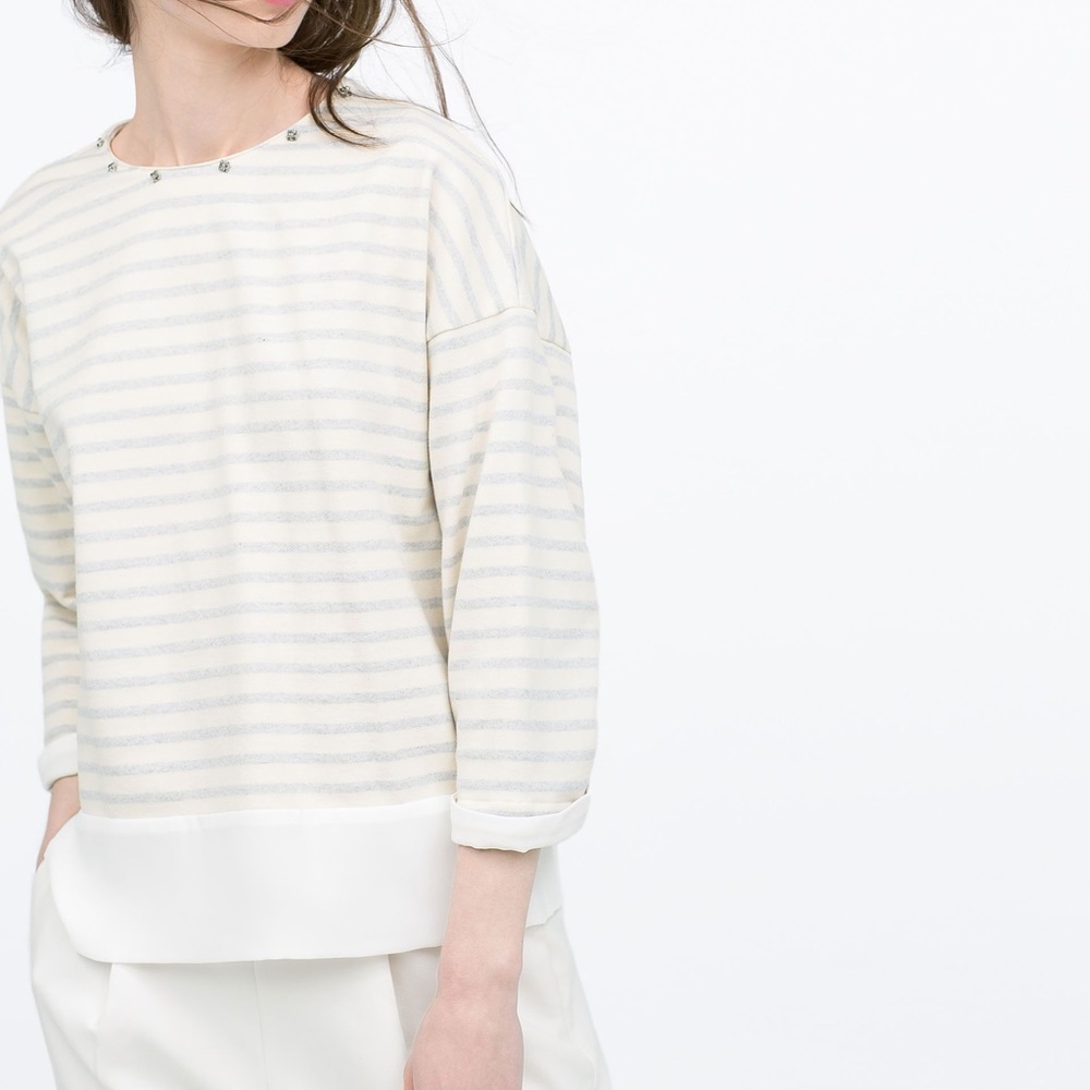 Zara Woman Striped Combination Top Jewels